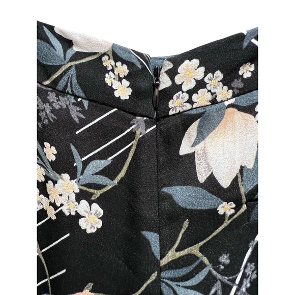 TopShop Wide Leg Crop Pants Black and Cream Floral 4‎ - Picture 3 of 7